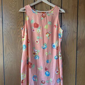 Vintage 90's Orange Checkered and Floral Mini Dress